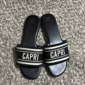 a new day Black and White Capri Slides